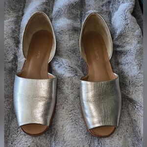 Franco Sarto Women's Venezia Dress Sandal. size 9.5 gold shimmer Leather upper.